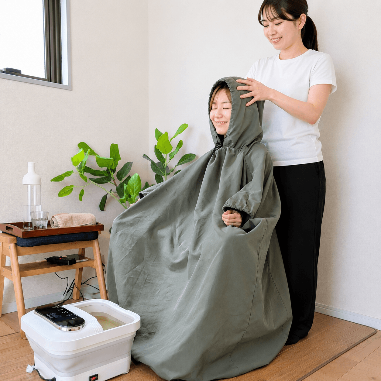 <NEW>ヘッドマッサージ付 "綿マント"のよもぎ蒸し(40分) 画像1